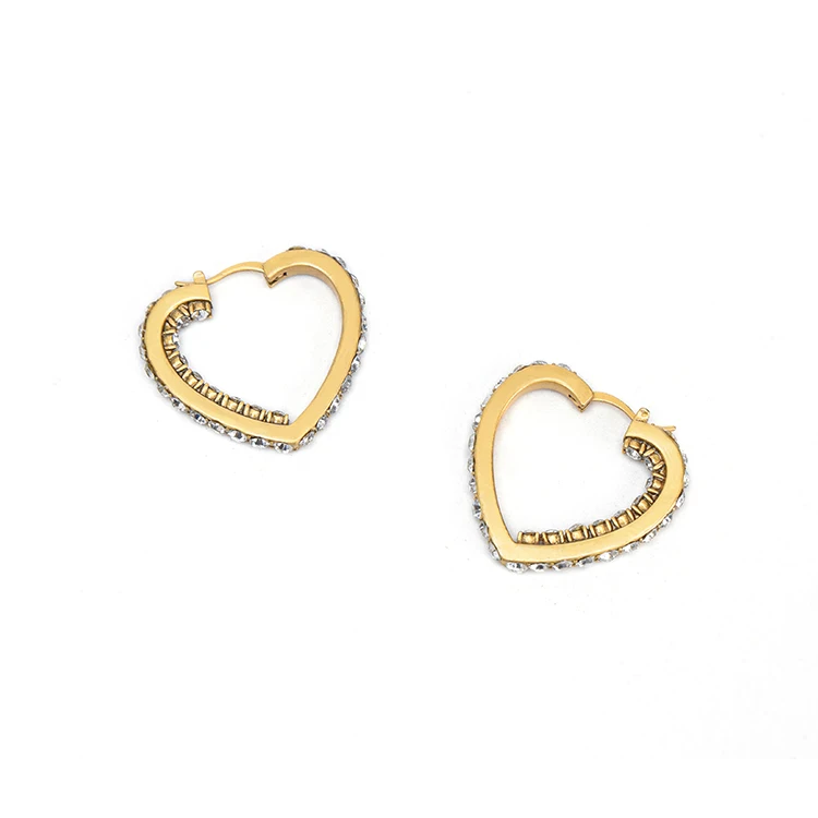 

2020 Fashion Vintage GG Distressed CZ Heart Hoops Gold Silver Plated Earrings, Golden,silver