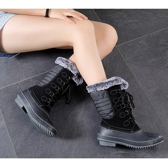 

Lace up boots women flat winter shoes rocky buffalo Canadian wool snow boots waterproof warm faux fur snow shoes, 2 colors