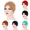 Europe And The United States New Elastic Cloth Forehead Cross Candy Color Indian Women Hat Caps Turban Lady Chemotherapy Cap