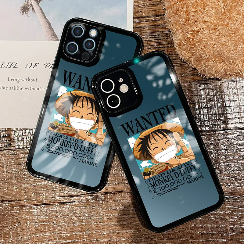 

Japanese Anime ONE PIECE Transparent Glass Phone Case for iPhone 12 11 Pro Max