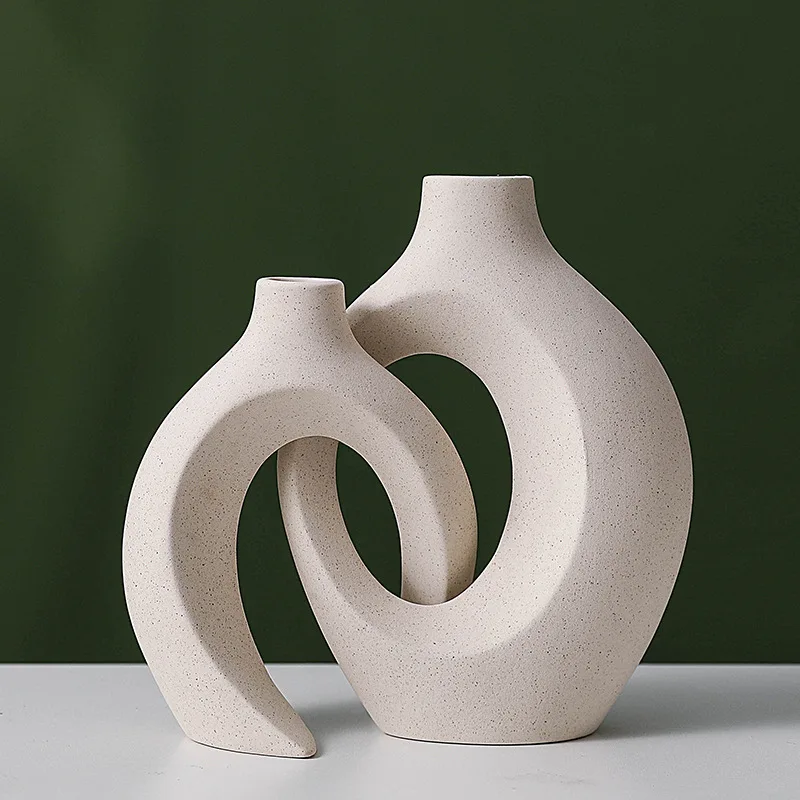 

Nordic Modern Home Decor Bouquet unpainted Ceramic Vase Set Dried Flowers Vases