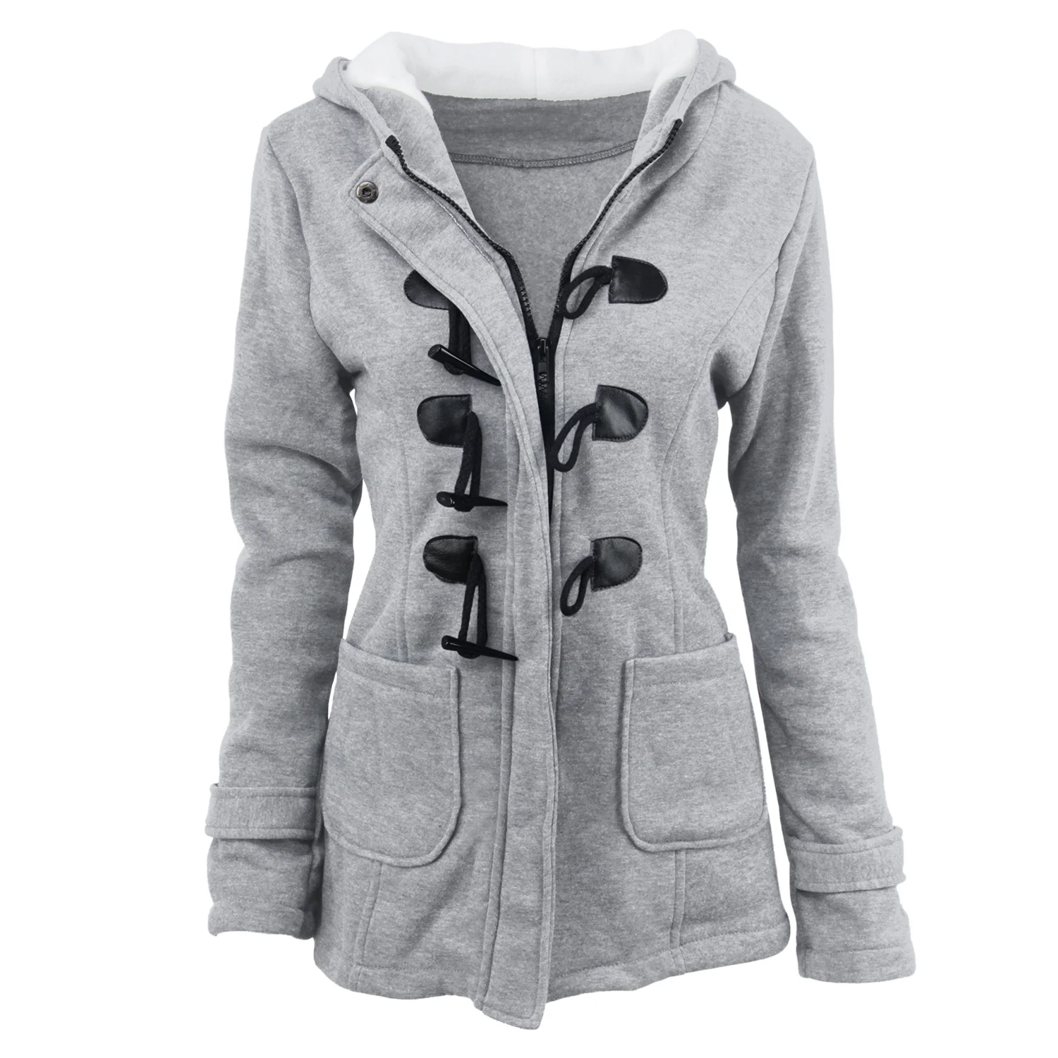 plus size womens hooded wool coats