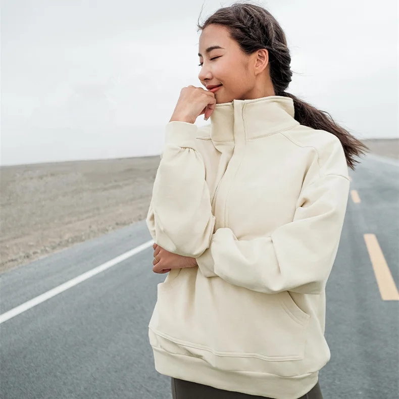 

2021 new sports Sweatshirt autumn ladies half zipper jacket casual hoodies for women