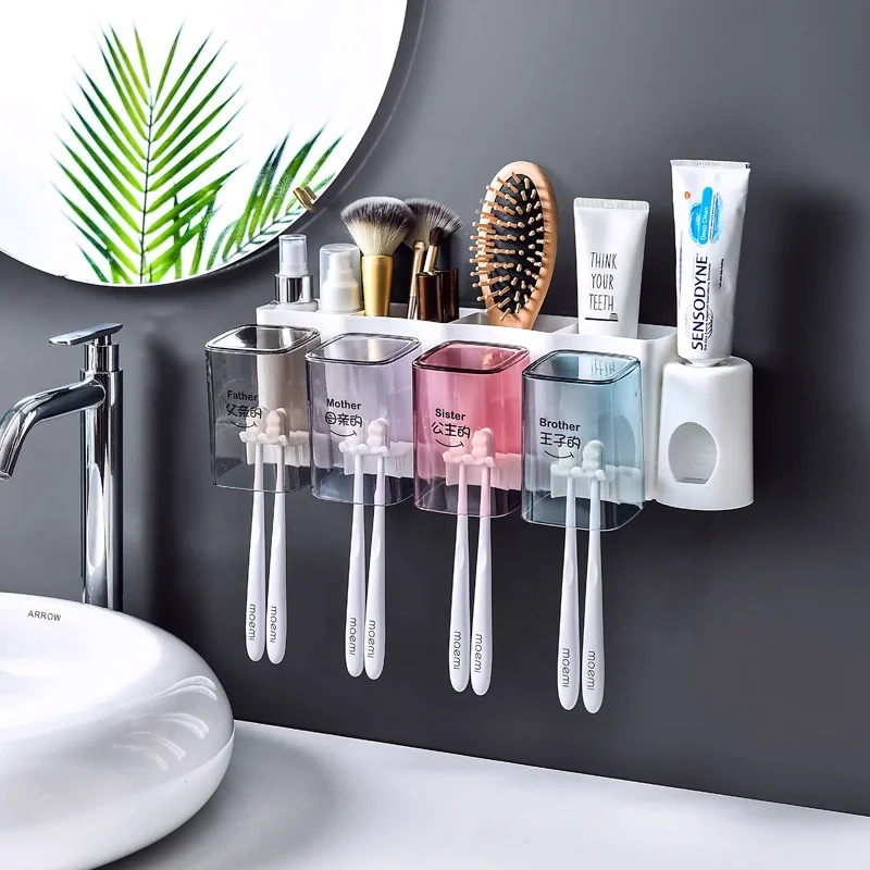 

Multifunctional toothbrush holder Mouthwash cup set Washware cup rack