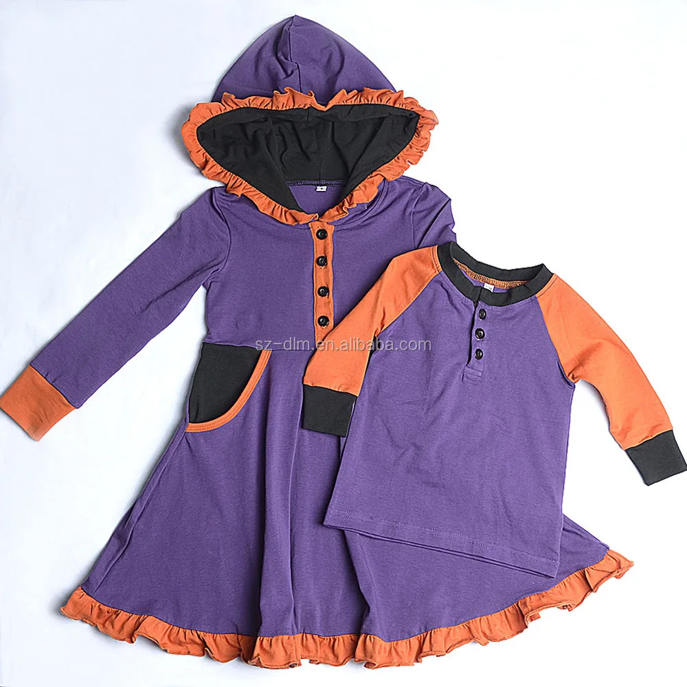 

Customized printed Children girls clothes personalized hoodie dress ruffle long sleeve dress, Purple or customized