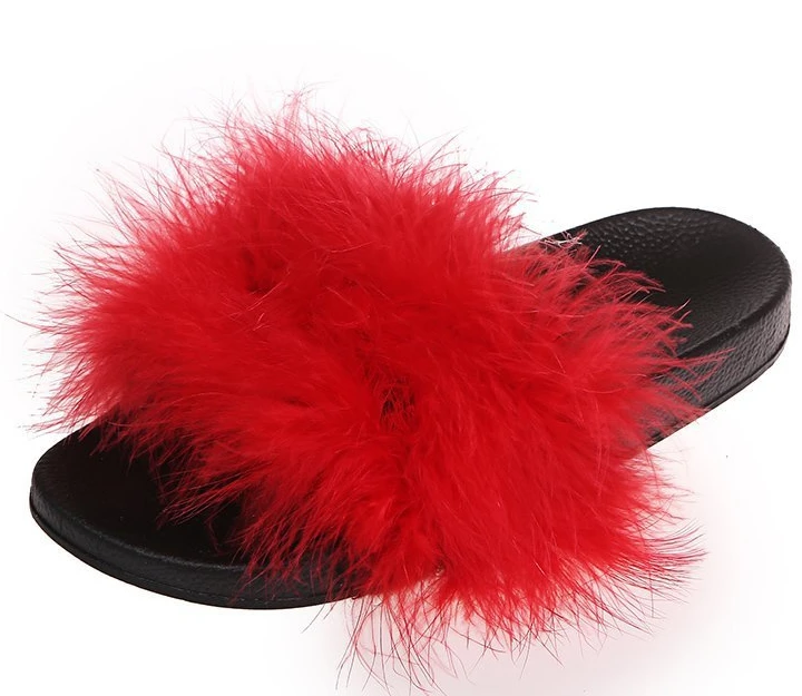 

Fur manufacturers wholesale household real plush slippers, summer ladies fashion new plush slippers on behalf of delivery