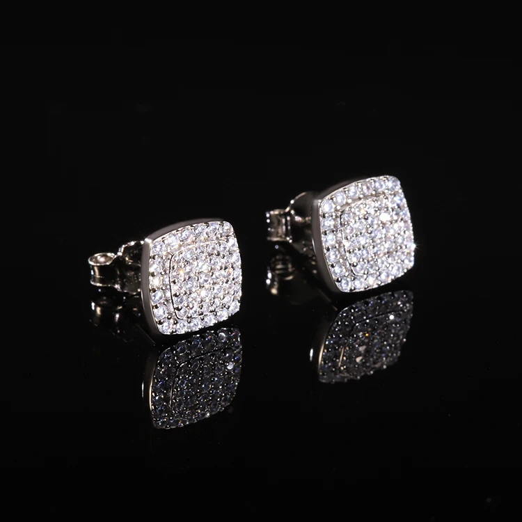 

Yu ying Fashion Silver With iced out Moissanite diamond Charm Earrings Jewelry