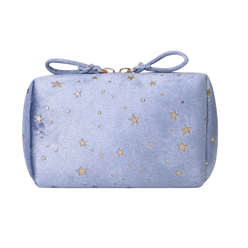 

New velvet cosmetic bag, portable flannel star clutch at any time, simple carry-on change lipstick storage bag, Pink,blue,khaki