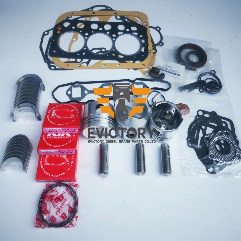 

For Mitsubishi cylinder gasket bearing repair S3L S3L2 S3L-2 rebuild kit piston ring + 1 con rod