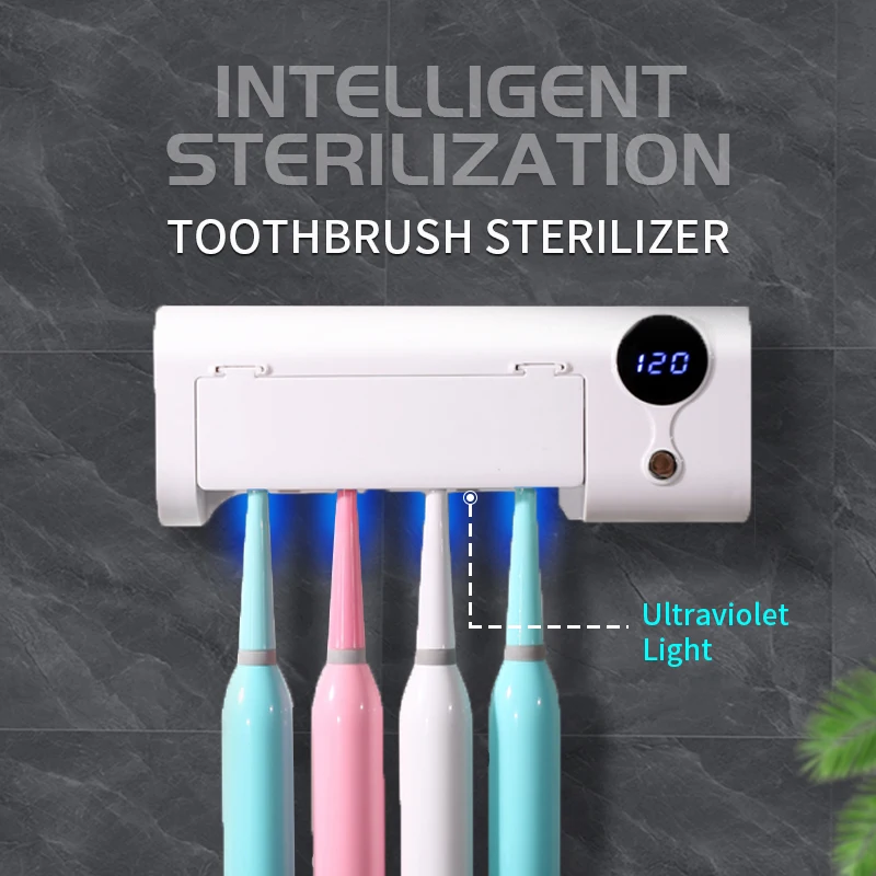 
Portable rechargeable sterilization equipments usb wall mounted uv toothbrush holder 99% led toothbrush sterilizer 