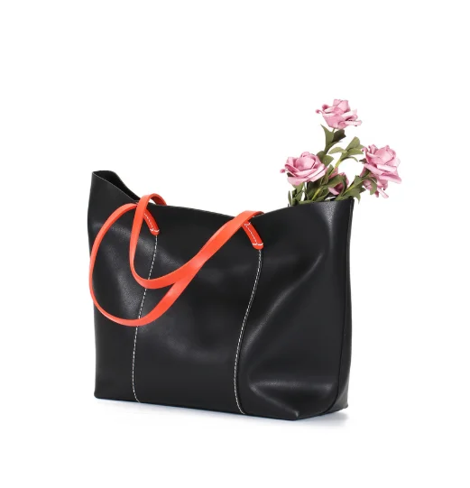 

Hot sale women soft pu leather tote bag large capacity shopping bag, Customized color