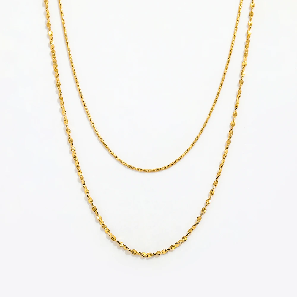 Joolim Jewelry 18K Gold Plated Double-layer Choker Necklace Stainless Steel Jewelry Wholesale