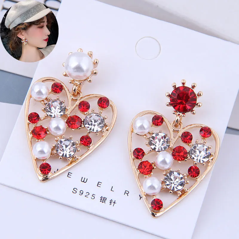 

New Arrival High Quality Fashion Jewelry 925 Silver Needle Trendy Heart Trendy Pearl Earrings Women Gift, Picture