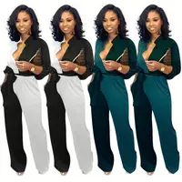 

A090009 casual fashion contrast color long sleeve autumn new design 2020 fashion women romper jumpsuits