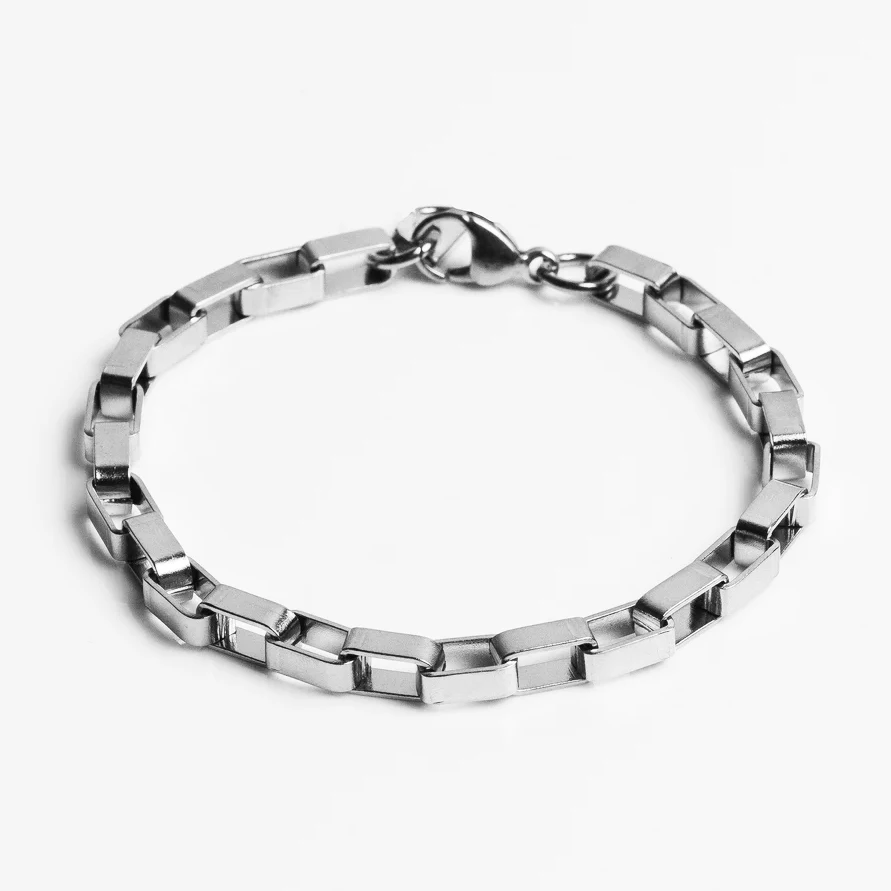 

Hot Sell Long Box Bracelet 5mm Gold Silver Jewelry Non Tarnish Stainless Steel Box Chain Bracelet for Men