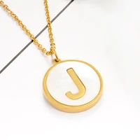 

Modalen Stainless Steel Gold Coin Shell Initial Necklace Letter Jewelry