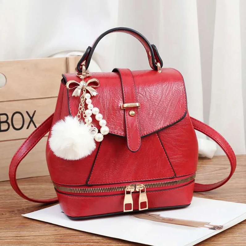 

XP1268 pearl plush ball pendant zipper strip design ingenuity craft backpack