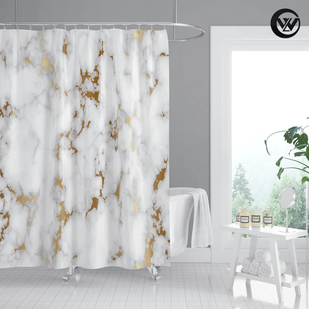 

2020 Printed Polyester Marble Bathroom Curtain, Waterproof Printed Plain Kids Bath Shower Curtain Liner/, Accept customized color