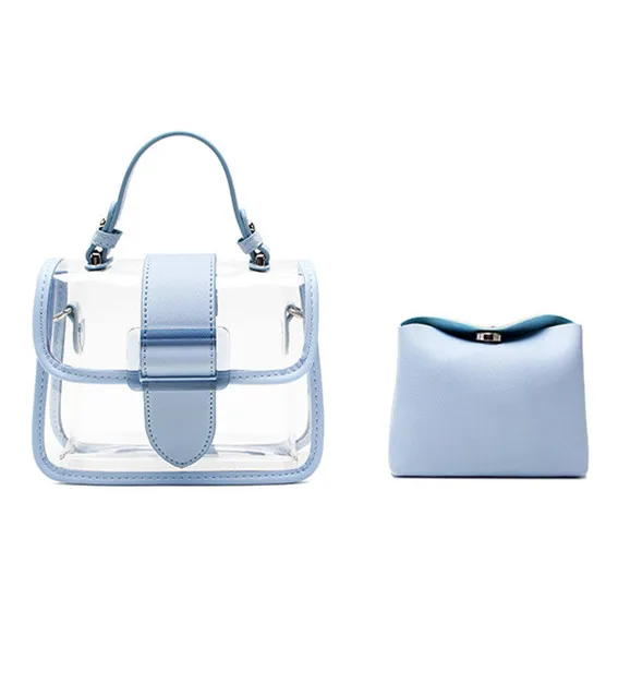 

2PCS Sets new fashion clear pvc ladies girls crossbody jelly shoulder bags luxury designer purses and handbags for women, Customized