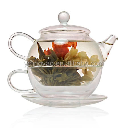 

Heat Resistant Clear Borosilicate Pyrex Glass Teapot And Cup Set