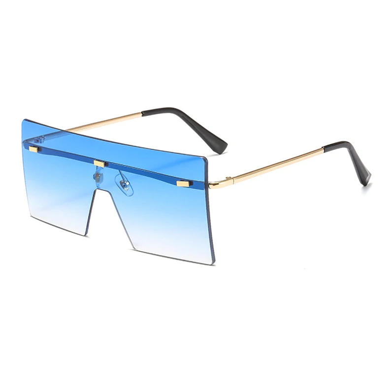 

oversized frameless candy color one piece rimless sunglasses for women