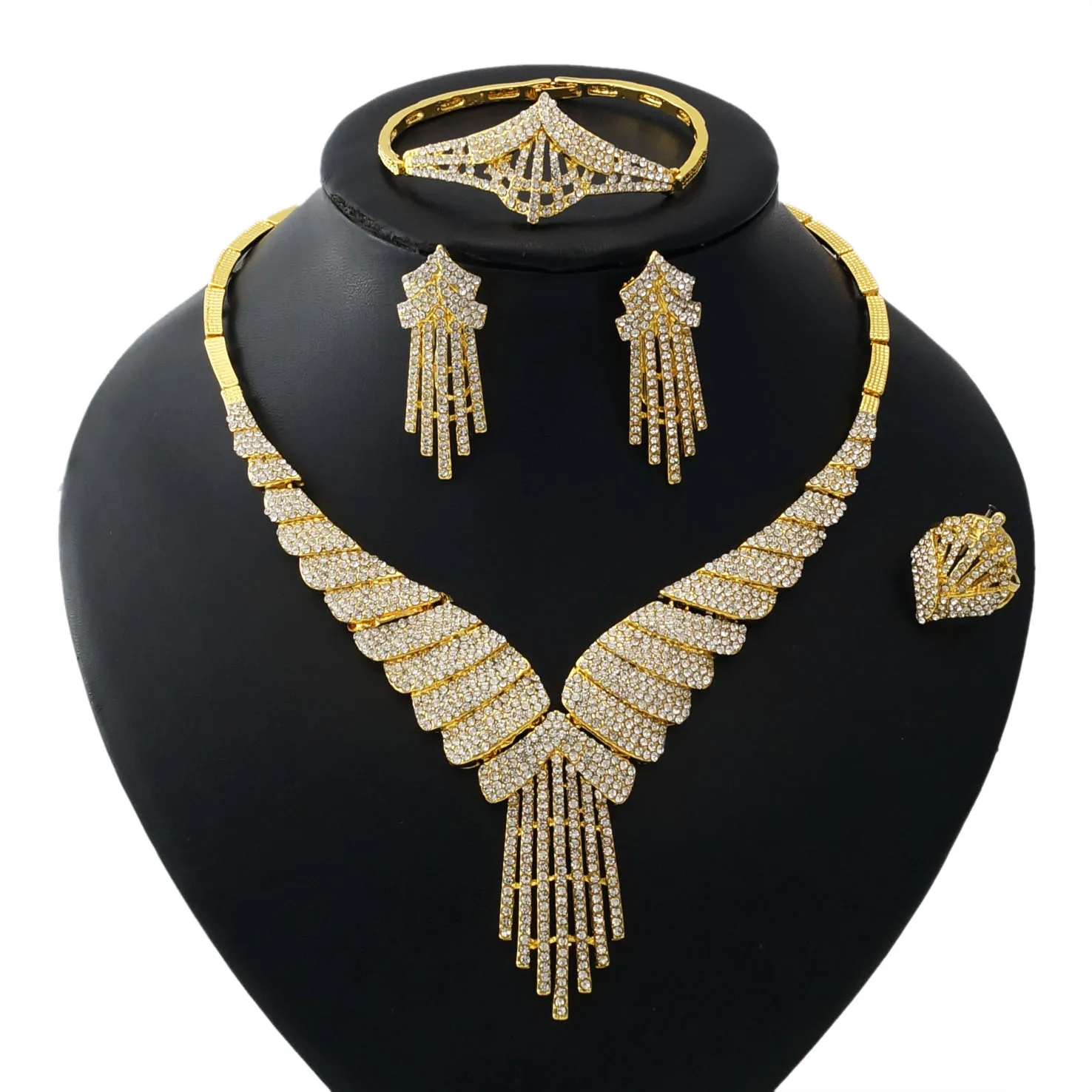 

Yulaili Dubai Gold Plated 24K Jewelry Sets With Large Natraul Crystal Shiny Bridal Nigerian Wedding African Jewelry
