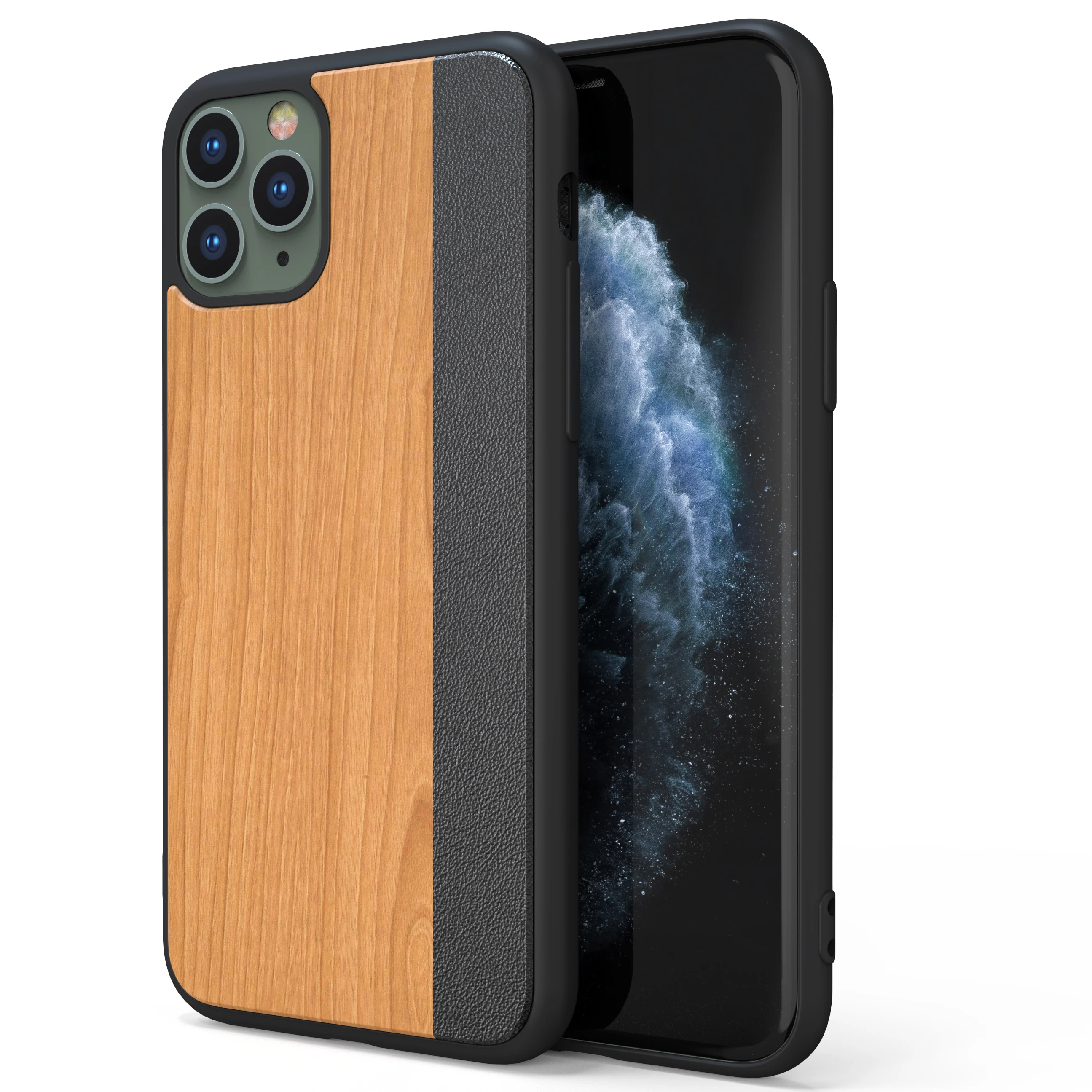 

Eco Friendly Blank Leather Wooden Smartphone Case For Iphone 11 Pro, Multi colors