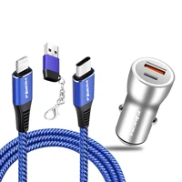 

Power4 PD fast charging set e75 data cable original with car charger adapter 2 in 1 micro usb led light for iPhone11 Pro X Max