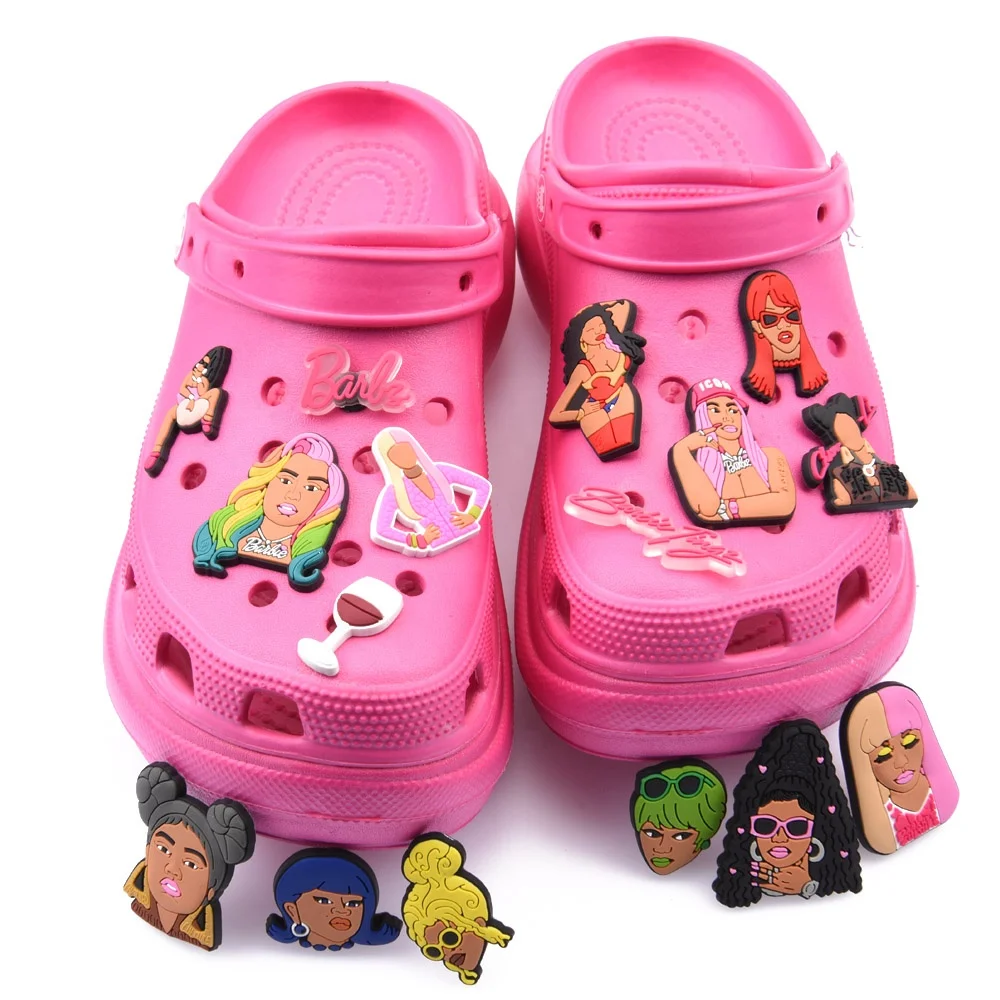 

Eco-friendly Custom Cartoon Cute Soft PVC Shoes buttons Sandals designer Charms For Clogs