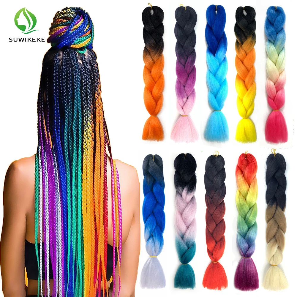 

Wholesale Premium Fiber Private Label Hair Extensions Ombre Expression Jumbo Braids Bulk Synthetic Braiding hair, Customized colors