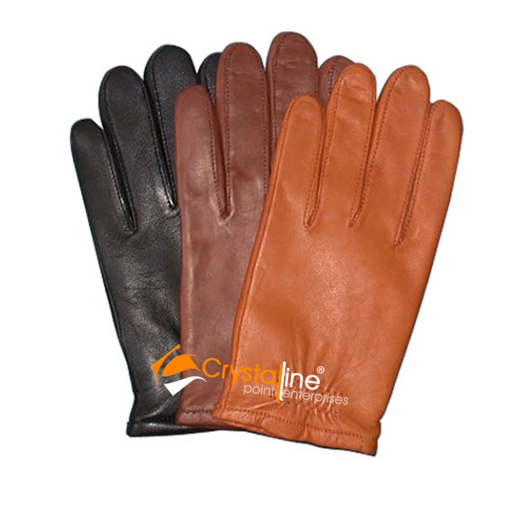 
Black Faux Fur Lined Winter Fashion Women Leather Dressing Gloves 