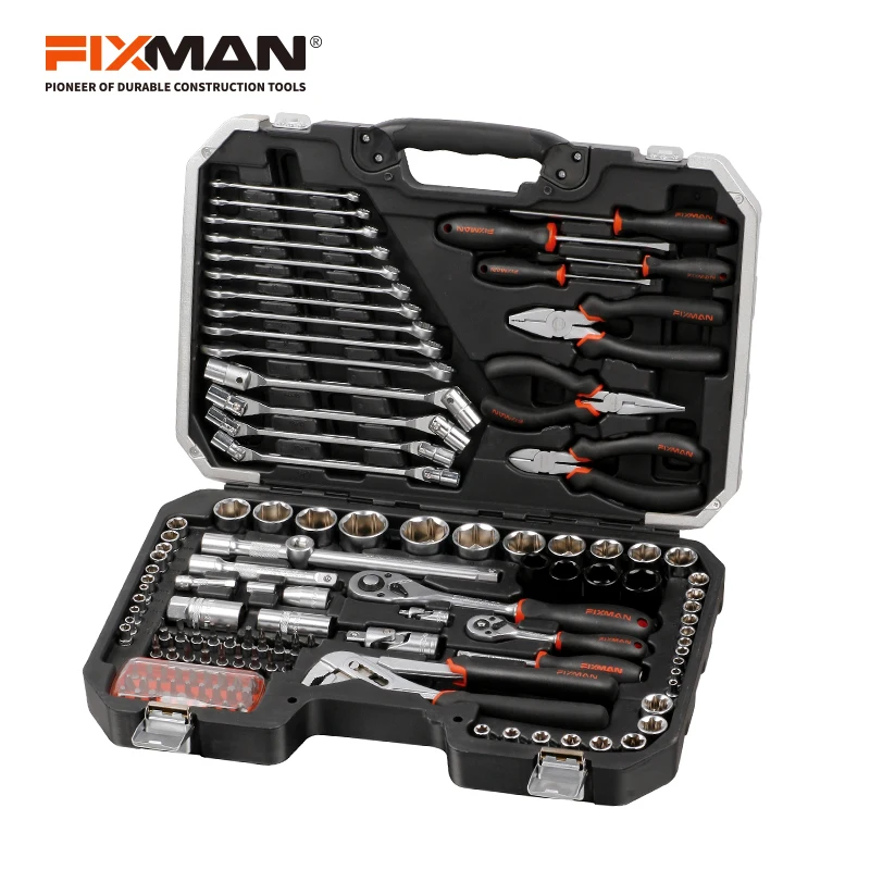 Fixman 124 Piece Crv Auto Starter Mechanic Tool Box Set For Sale Buy Mechanic Tool Sets For