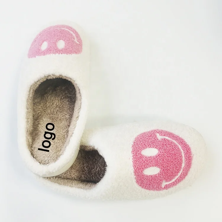 

2023 New Cotton Slippers Home Autumn And Winter Indoor Thick Bottom Non-slip Warm Couple Smiley Face Plush Slippers for Mongolia