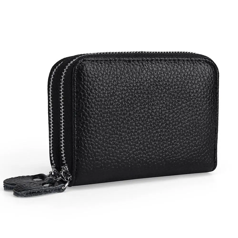 

Men Women Leisure Business Antimagnetic RFID Blocking Zipper Wallet, Black
