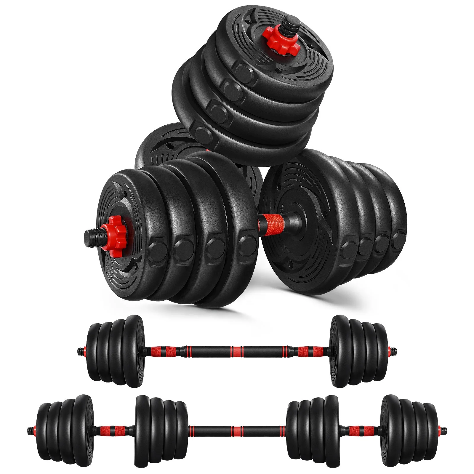 

2-In-1 Adjustable Dumbbell Set Barbell Exercise adjustable dumbbell barbell, Black