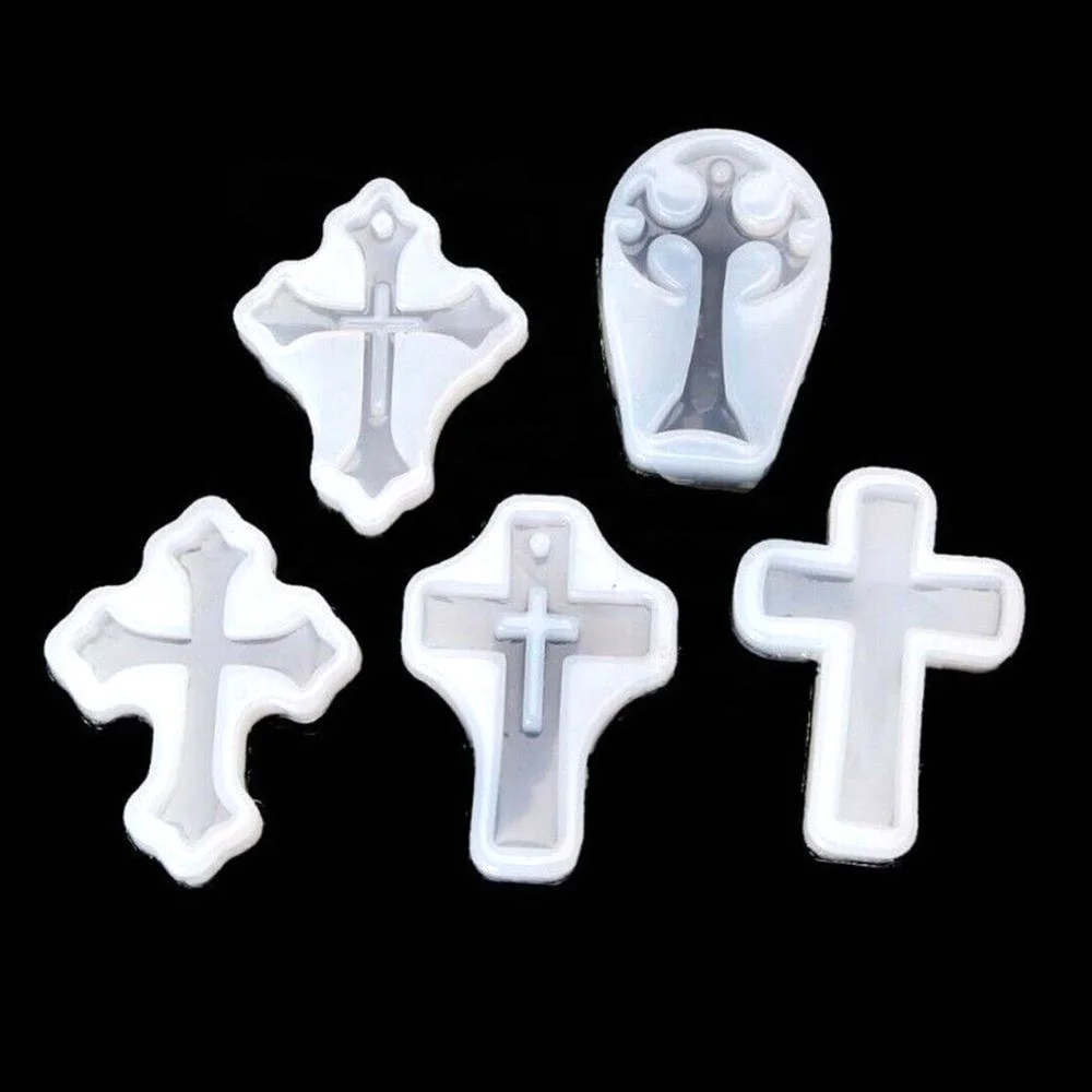 

New product Cross Resin Mold Silicone For Jewelry Making Casting Mould Craft DIY Tools Vintage cross with hole pendant pendant, White