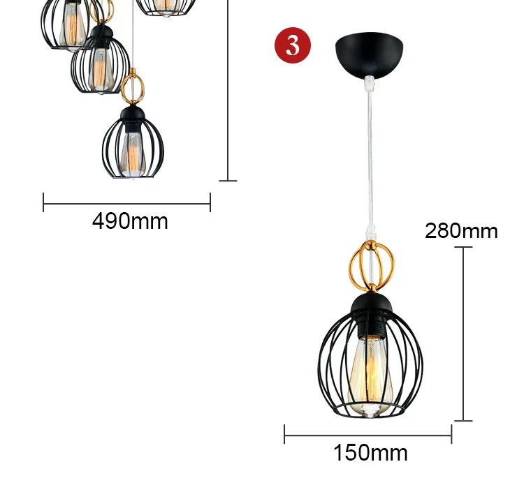 Modern Nordic Creative Personality Antique Copper Lamp Shade Chandelier For Living Room