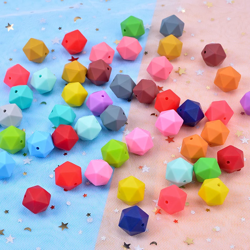 

PAVA 14-17mm colorful polygonal baby molar loose friendly silicone beads silicone chew beads silicone bulk beads