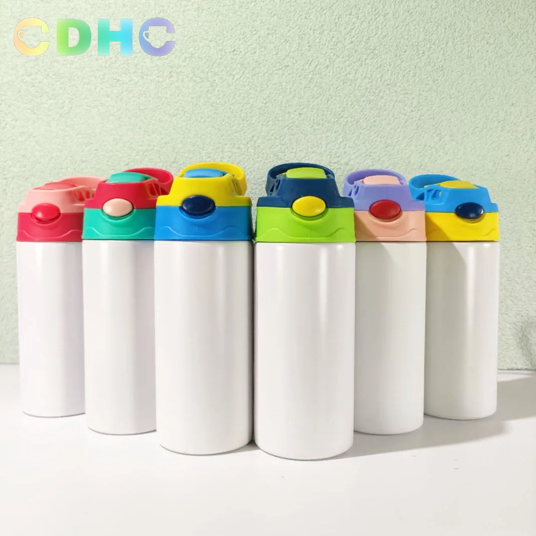 

US Warehouse Free Shipping 350ml kids tumbler straight stainless steel double wall baby water bottle blank sublimation sippy cup, Red/pink/blue/navy blue/ yellow