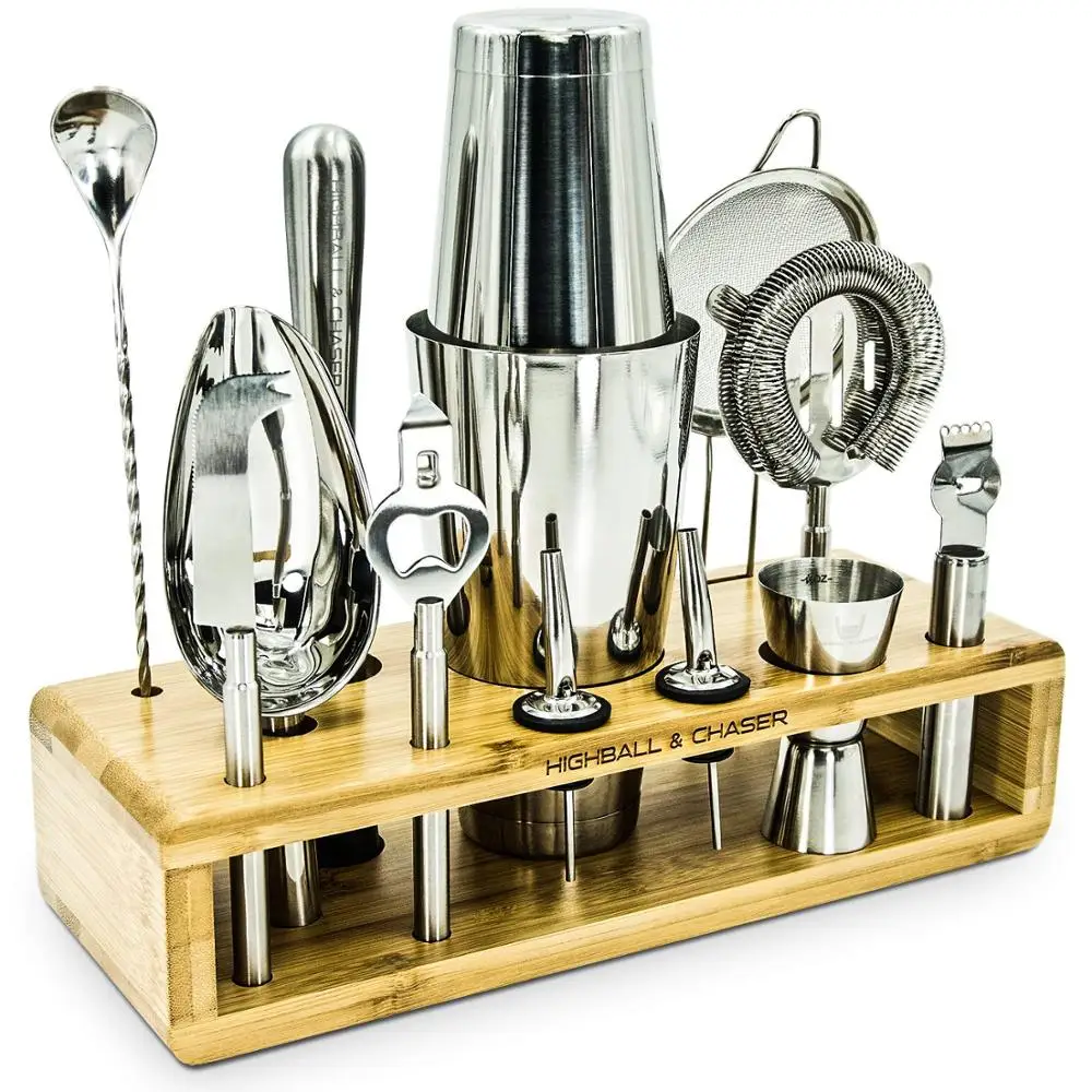 
Factory Customized Stainless Steel Cocktail Shaker 24oz Martini Boston Shaker Bartender Kit 