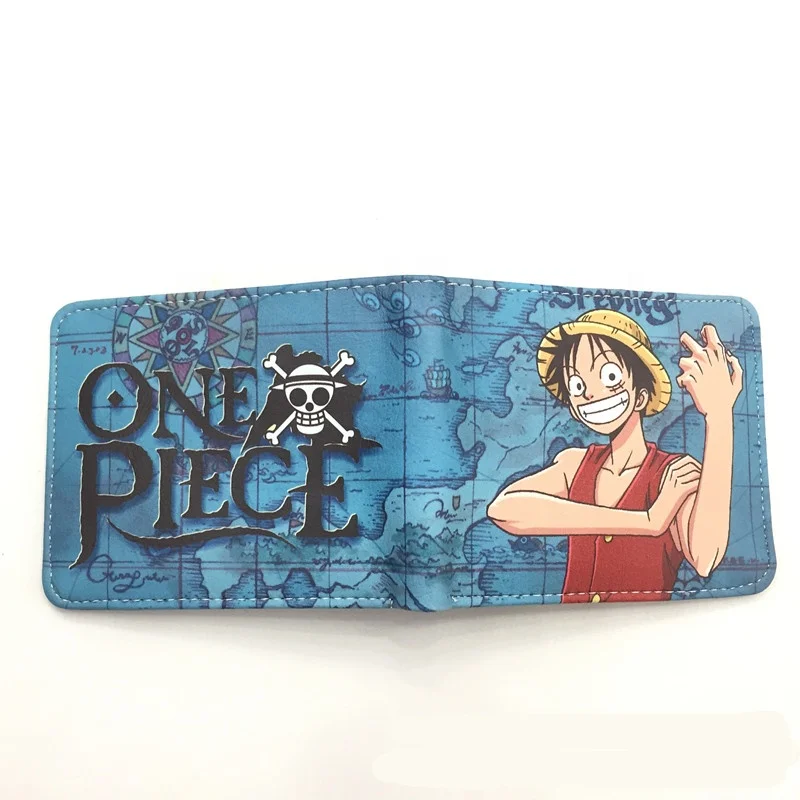 

TY3153Novelty Cartoon Anime One Piece Wallet Men's Short Wallets Student PU Leather Purse, As picture