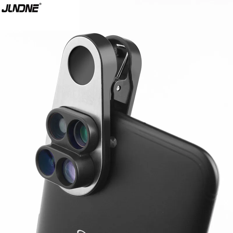 

Factory wholesale universal clip-on camera Lens 4 in 1 fish eye wide angle macro telephoto lens for mobile phones