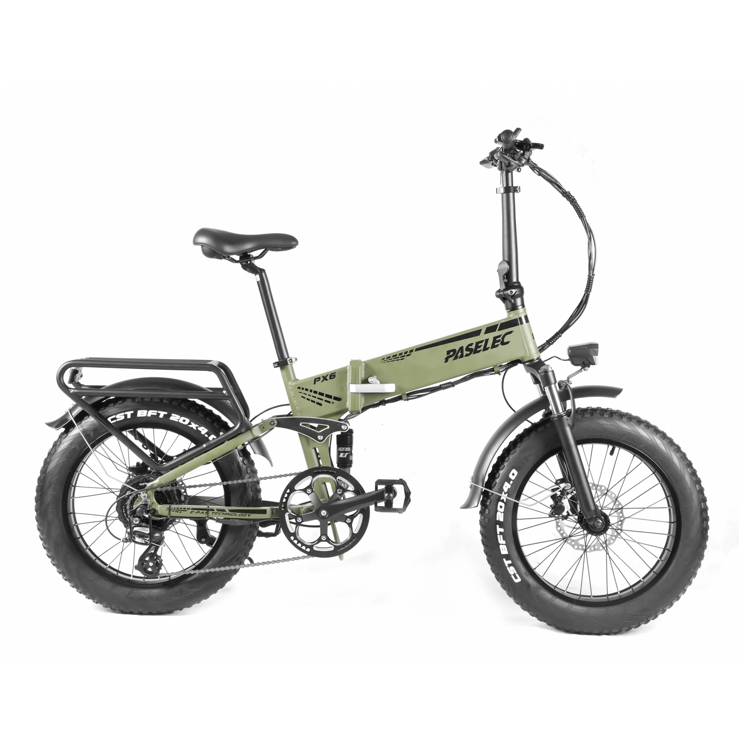 

Paselec Foldable Electric Fat Tire Bicycle Folding Bikes 20" Ebike 750W 8 speed gears with 12Ah Battery