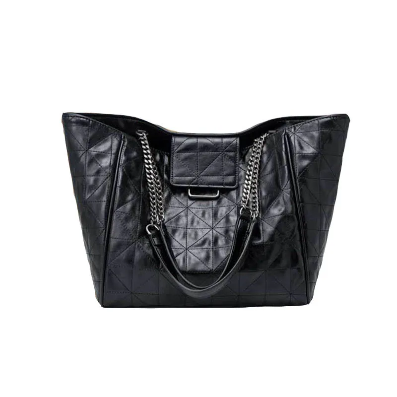 

Luxury water-proof soft oil waxed cool vintage fashion big black tote handbag, 12kinds