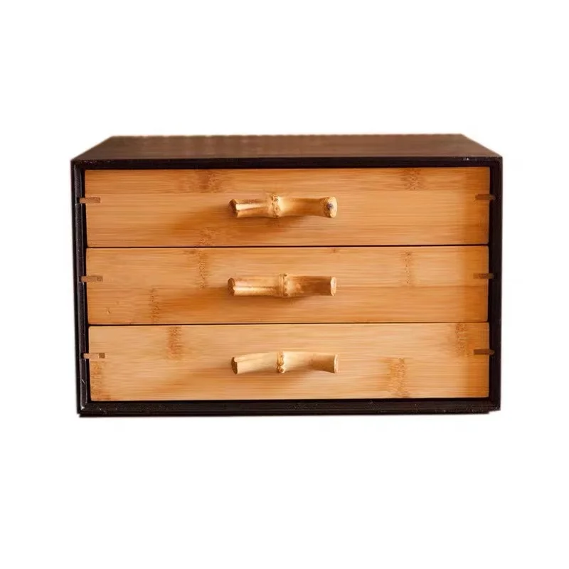 

WOODSPACE Modern simple style tea storage box bamboo multi-layer drawer storage cabinet creative jewelry box