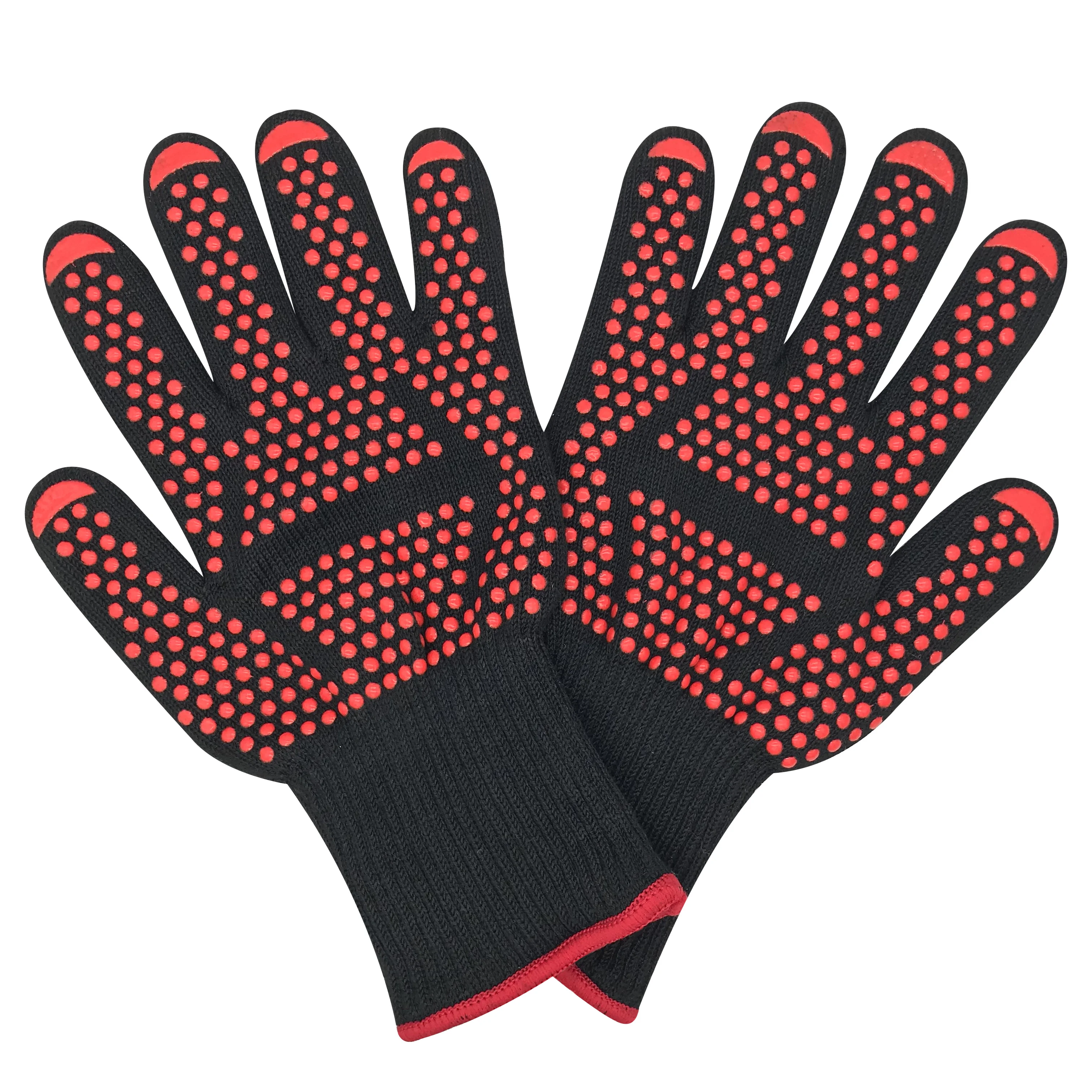 

BBQ glove Heat Resistant Heavy Duty Oven Gloves Double Layer Knitted glove, Black, or customized