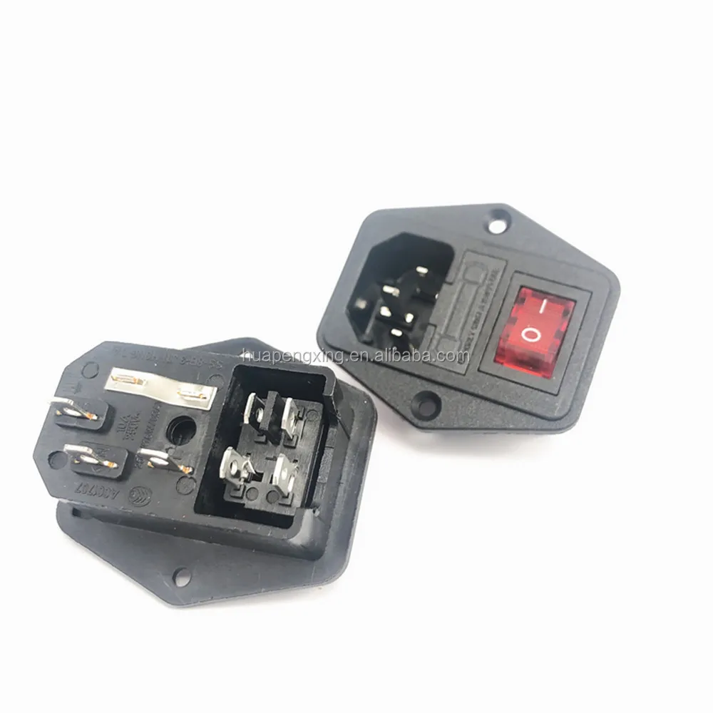 C13 C14 Male Socket Panel Ac Dc Socket With Fuse And Rocker Switch