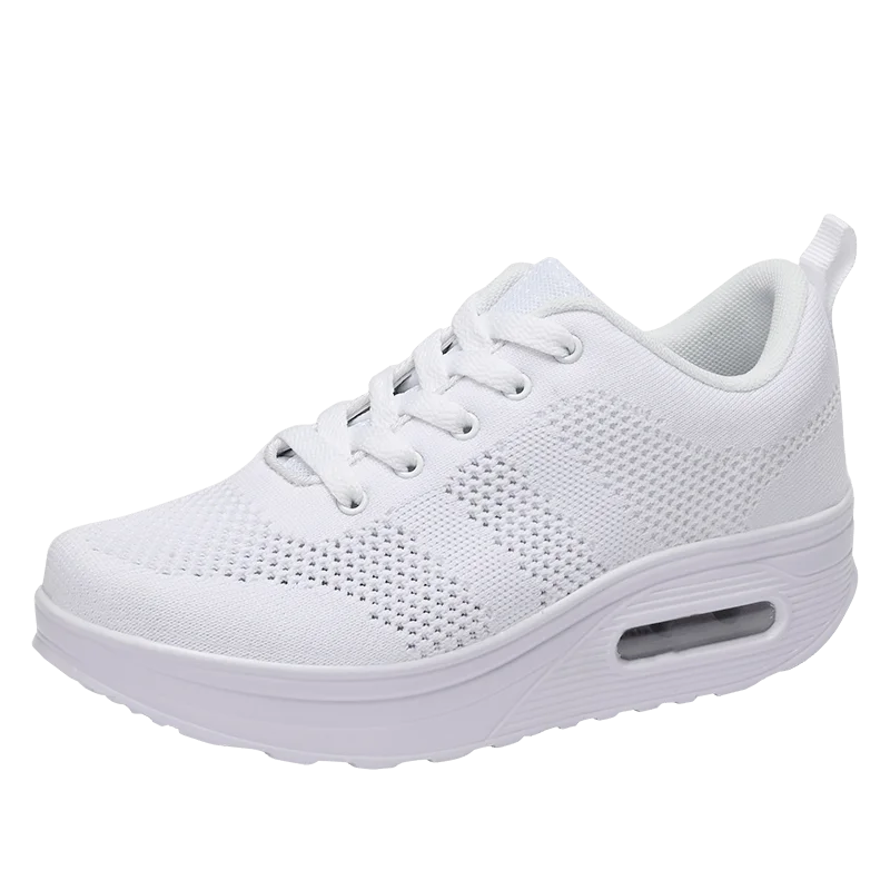 

RUIDENG Wholesale Zapatos Casuales Para Damas Knit Upper PU Thick Sole Rocking Shoes Women Casual Shoes Flat Casual Shoes