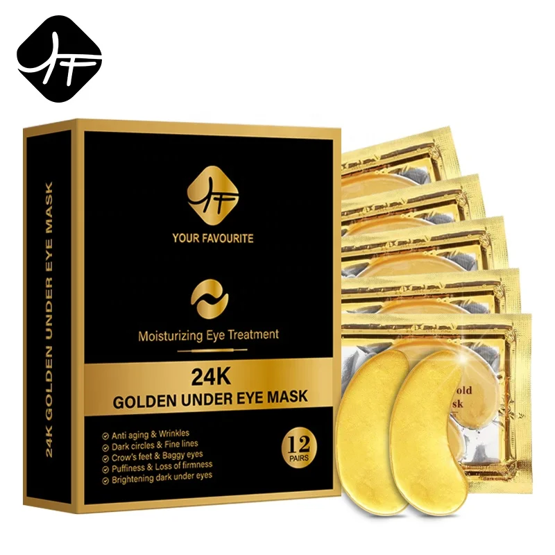 

Remove Dark Circle Eye Puffy 24k Essence Collagen Crystal Cooling Gold Hydrogel Under Sleep Patch Eye Masks Gel, Golden