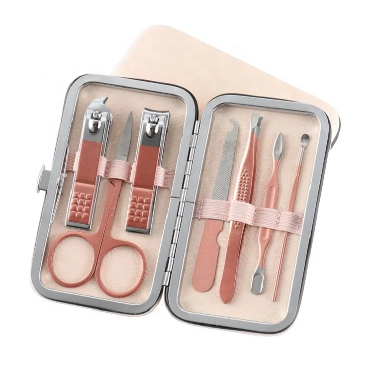 

7pcs Manicure Set Rose Gold Stainless Steel 7 pieces Nail Clipper Cuticle Pusher Scissor Nipper Tweezer DIY Nail Tool Kit, According to options